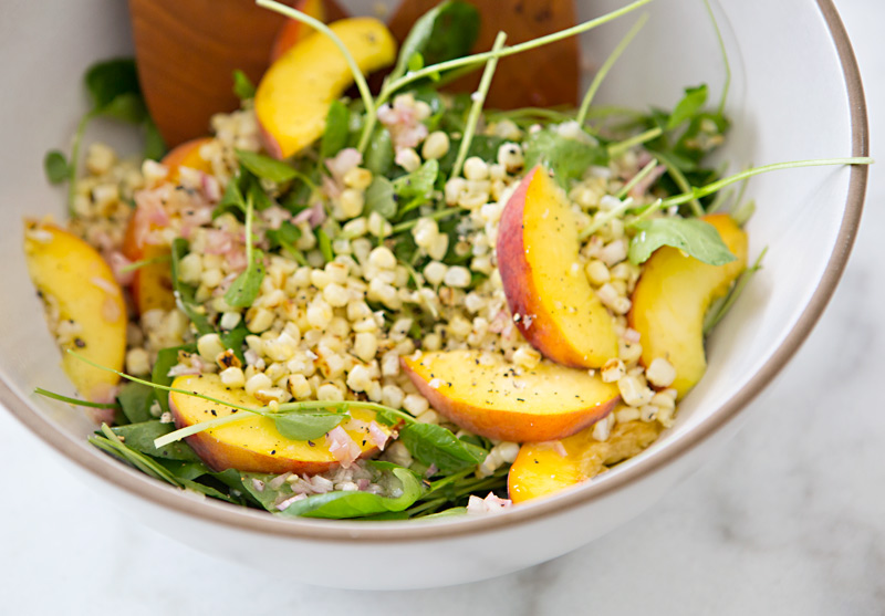 Grilled Corn and Peach Salad