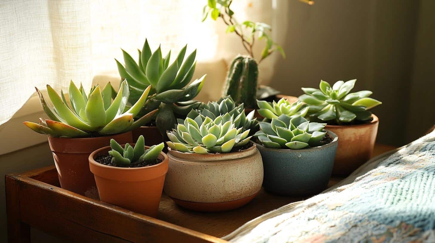 Arrange_Small_Potted_Succulents_on_a_Bedside_Table