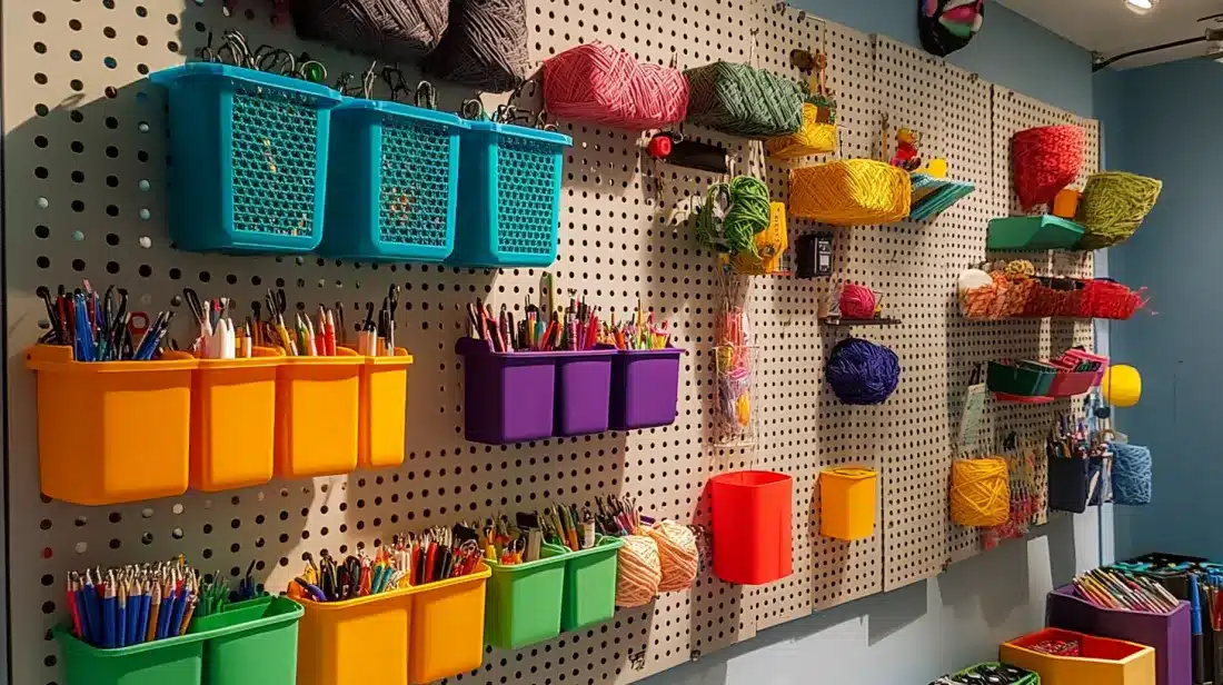 Pegboard_Wall_with_Color-Coded_Bins