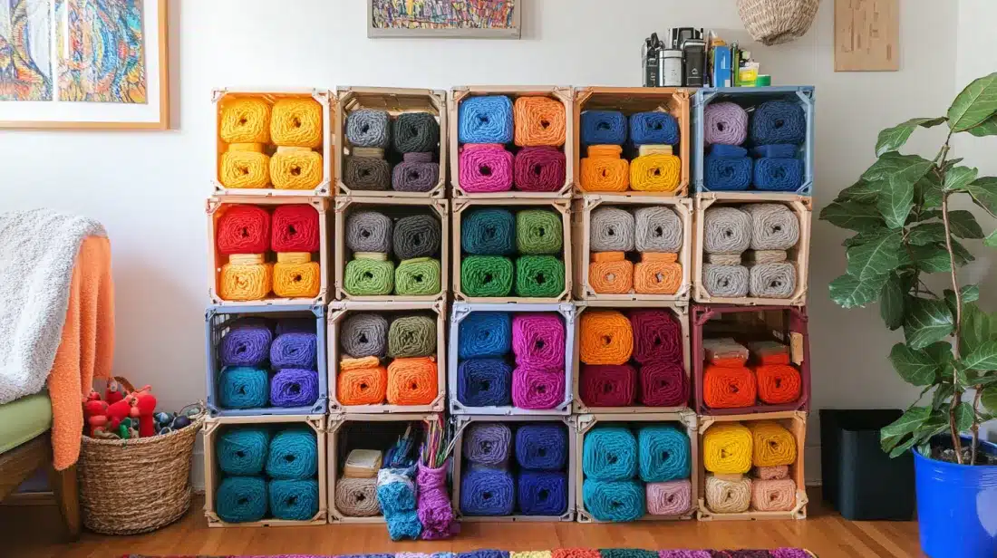 Repurposed_Milk_Crates_with_Hinges_for_Yarn