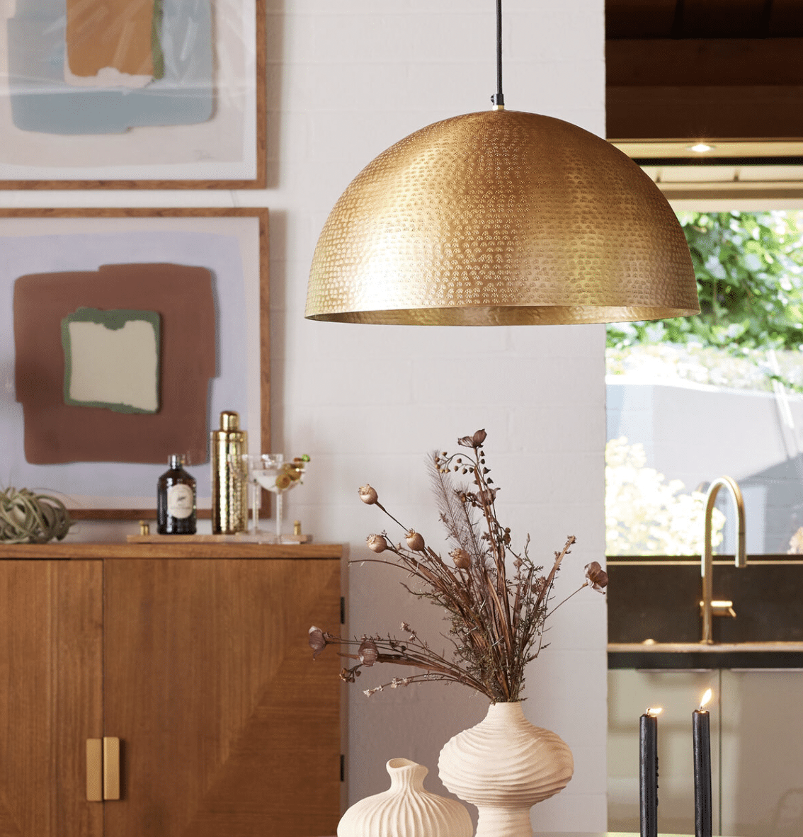 Zuri_Hammered_Brass_Dome_Pendant_Lamp