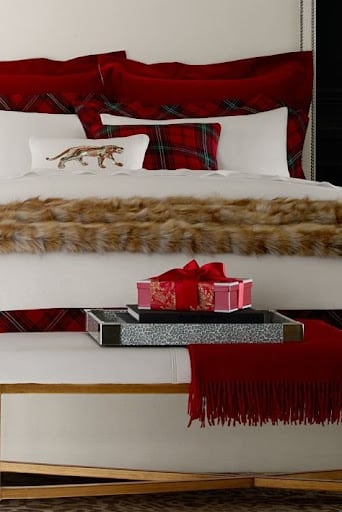 room with red tartan 