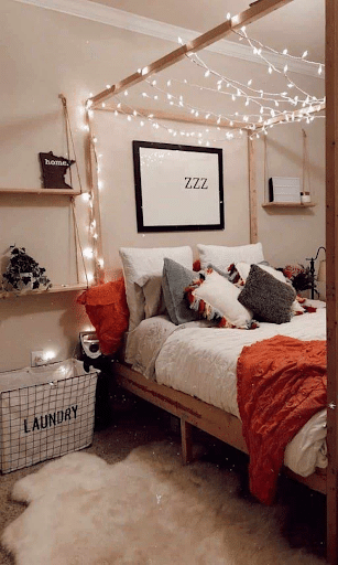 String Lights with Simple Rust Accents