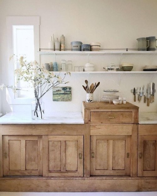 natural wood cabinets