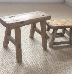 Rustic Small Wooden Stool/Antique Elm Milking Stool