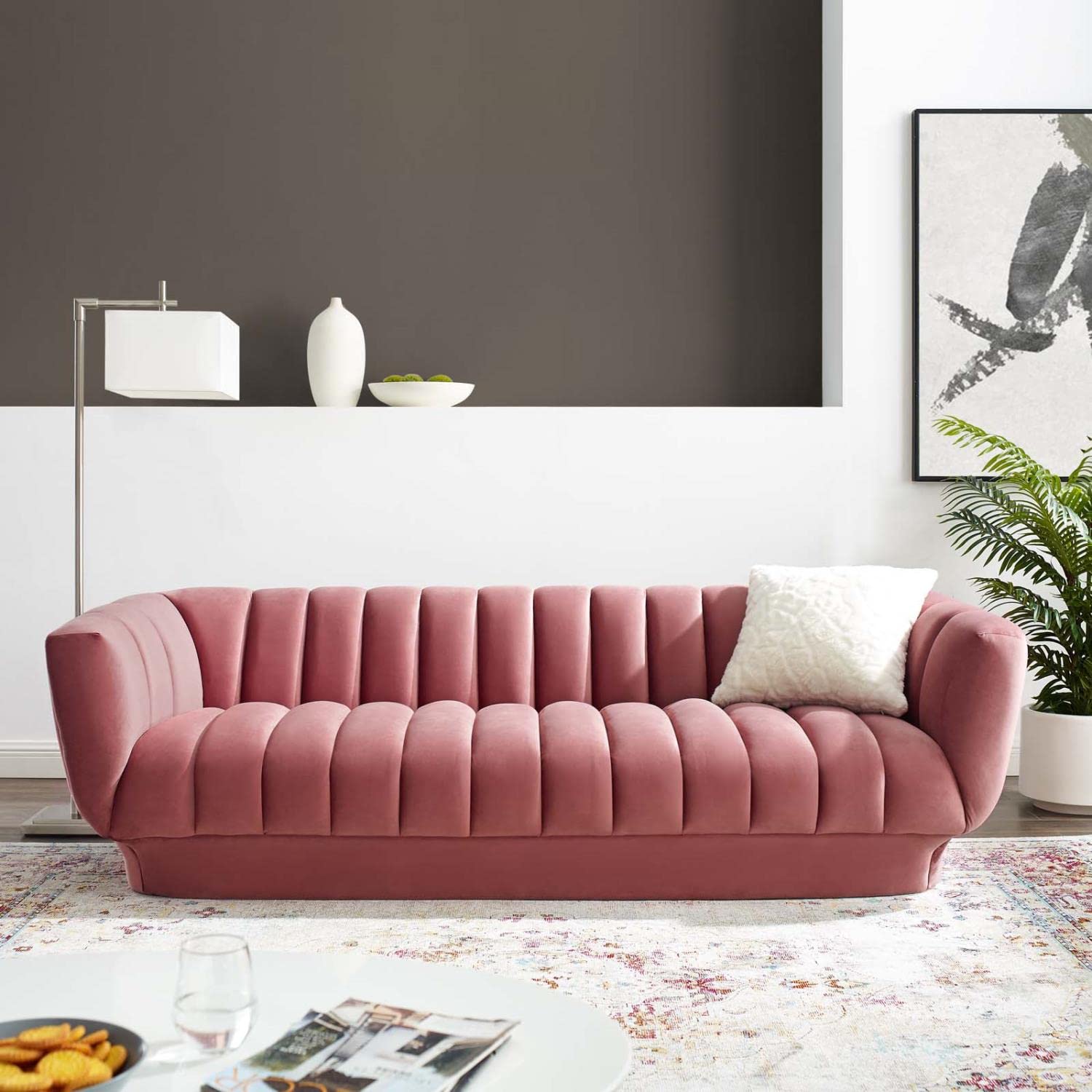 Modway Entertain Performance Velvet Sofa Couch