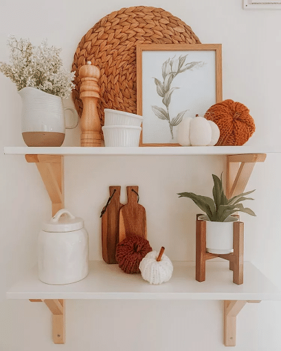 Shelves With Seasonal Decor