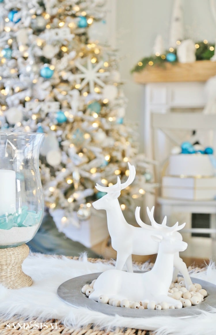 White reindeer Christmas Decor