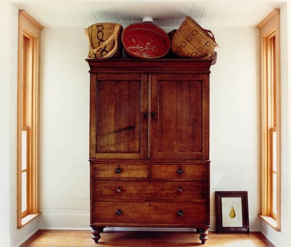 armoire baskets wood