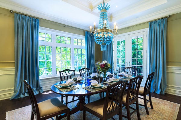 dining room can appear richer and grander with velvet curtains