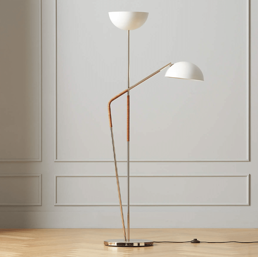 Pavo Champagne Brass Double Floor Lamp