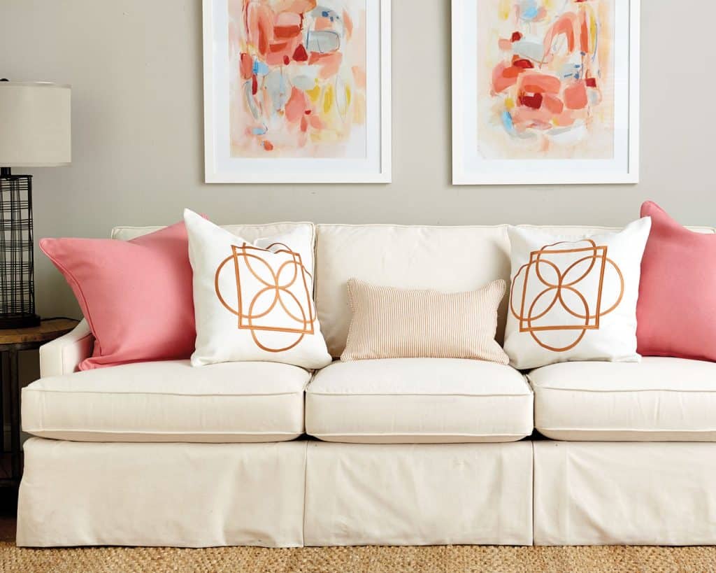 white sofa with pillow guide