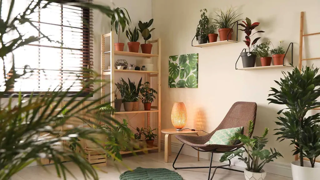 room with multiple plants