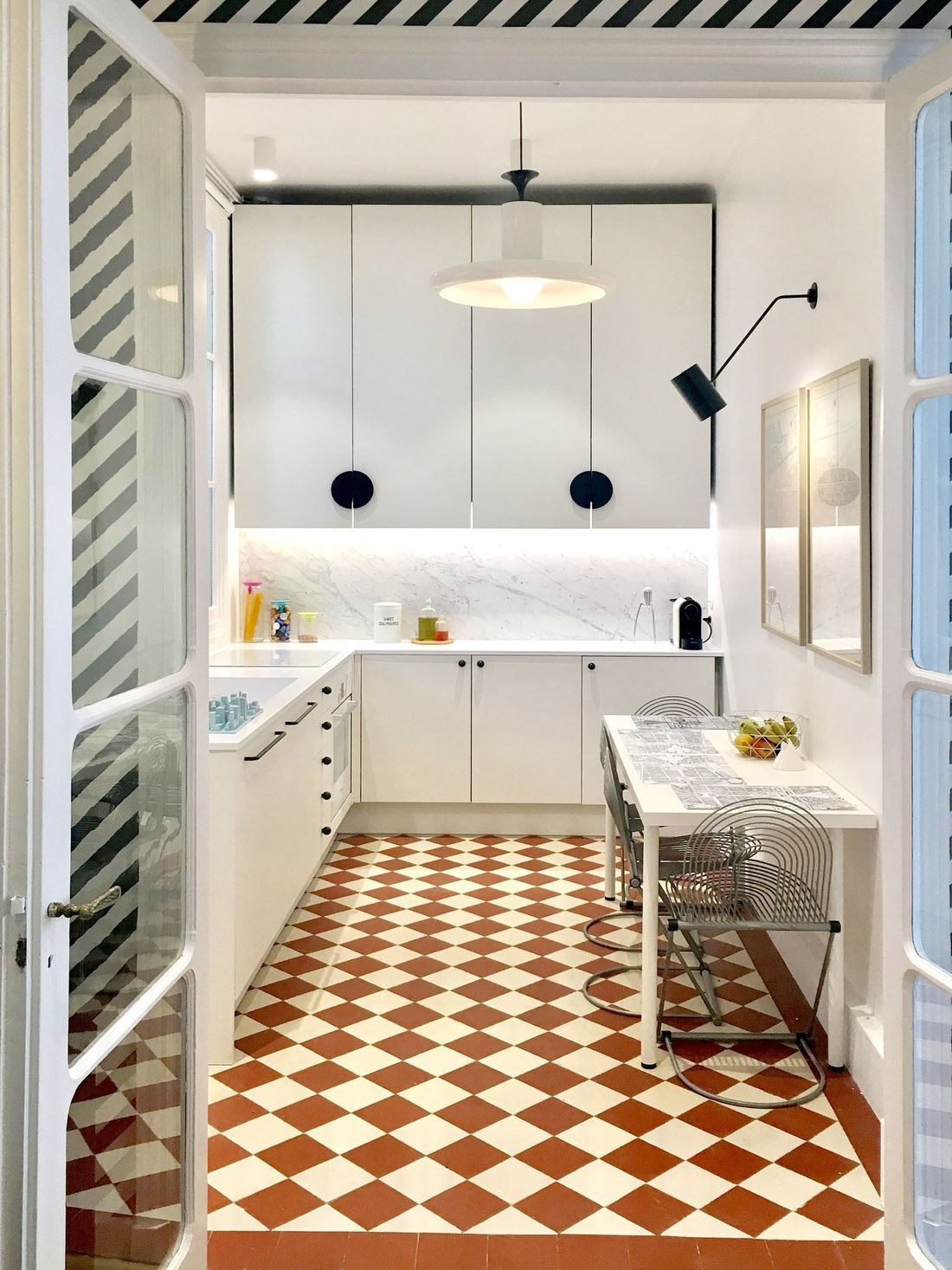 Checkered Floor in Parisian Kitchens