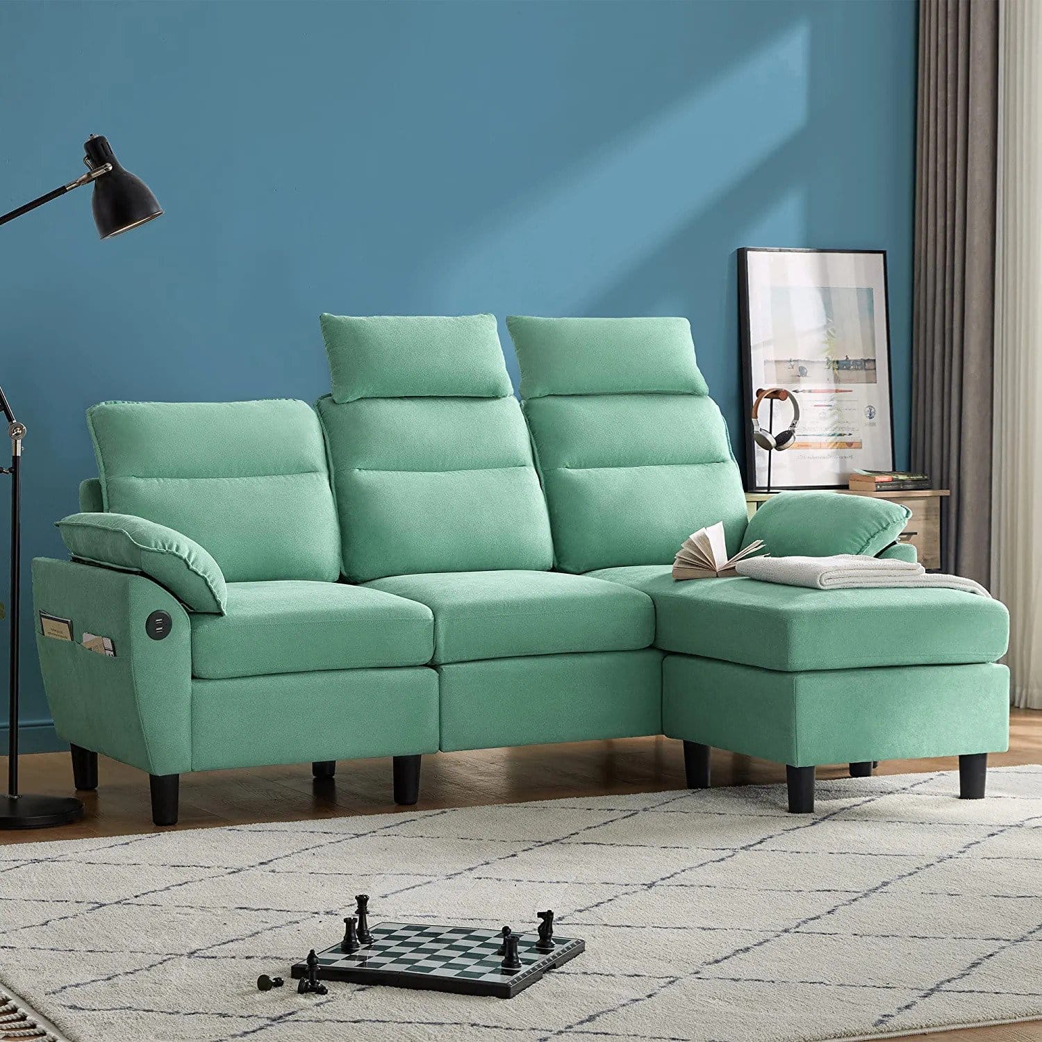 LINSY HOME Reversible Sectional Sofa Couch