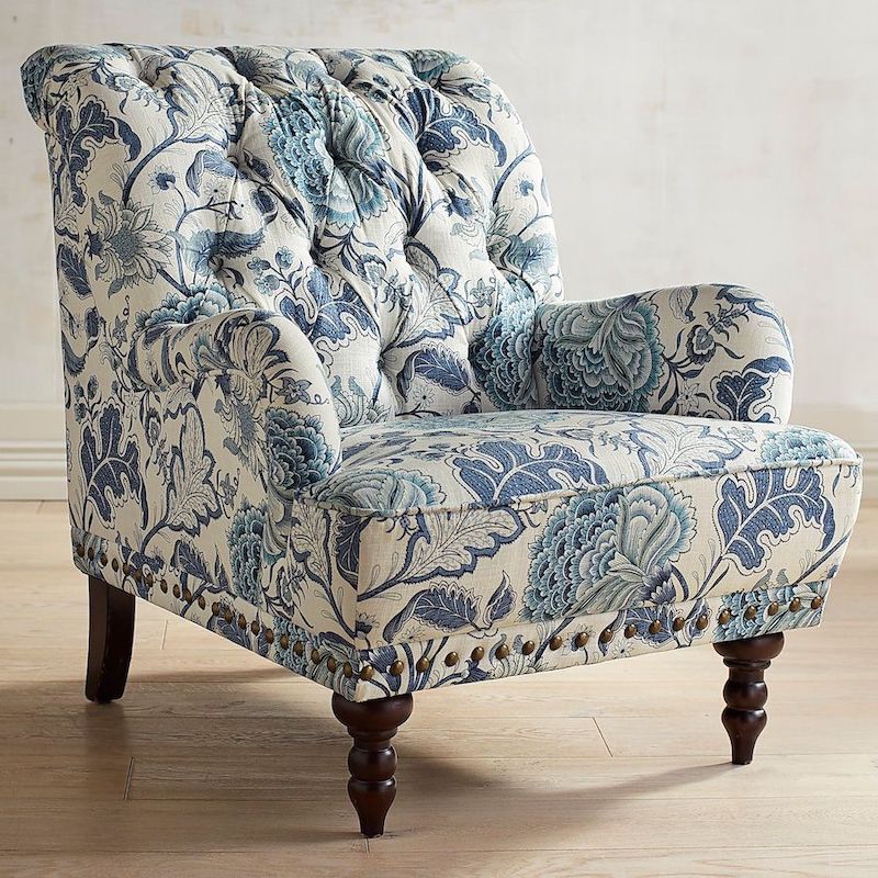 Tufted Floral Accent Chair Decor