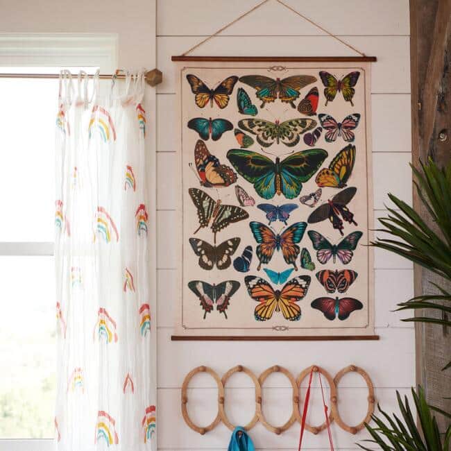 Butterfly Linen Scroll Wall Hanging