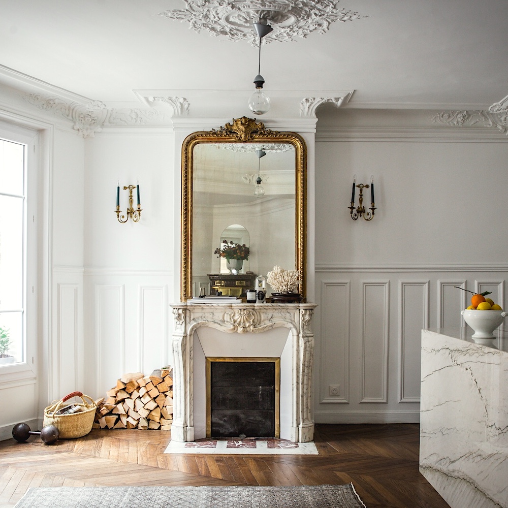 A Large French-Style Mirror on The Mantel