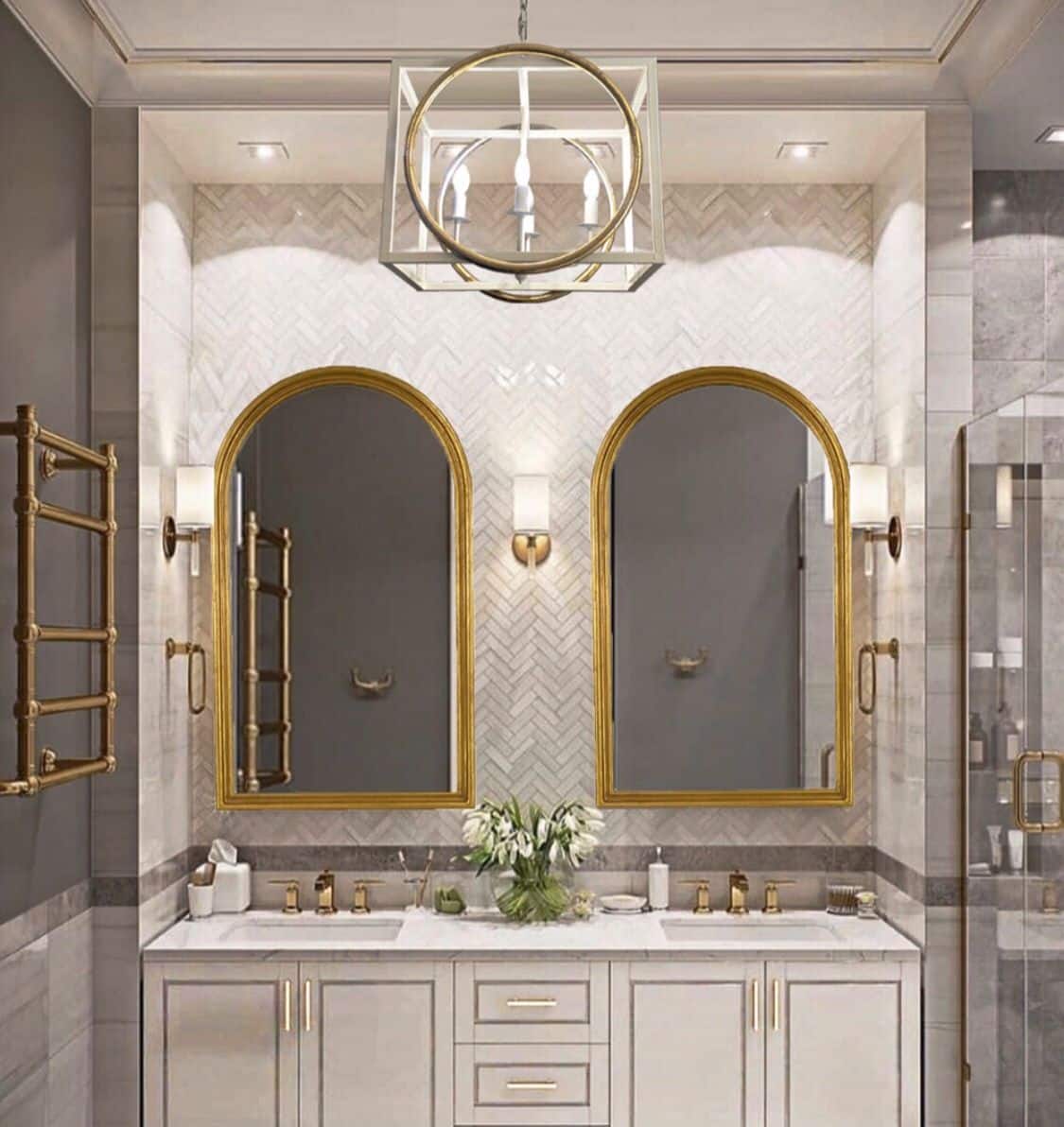 Brass Mirror- Glam Bathroom Decor
