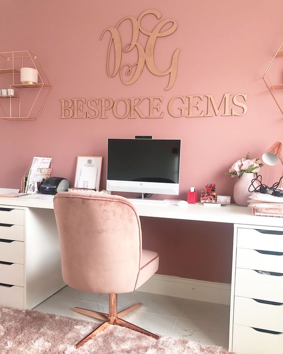Feminine Pink Home Office