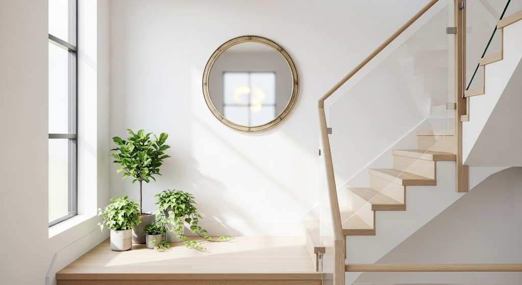 Mirror and Plants in The Landing Area