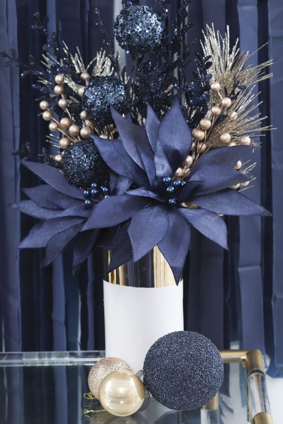 Navy and Gold vase