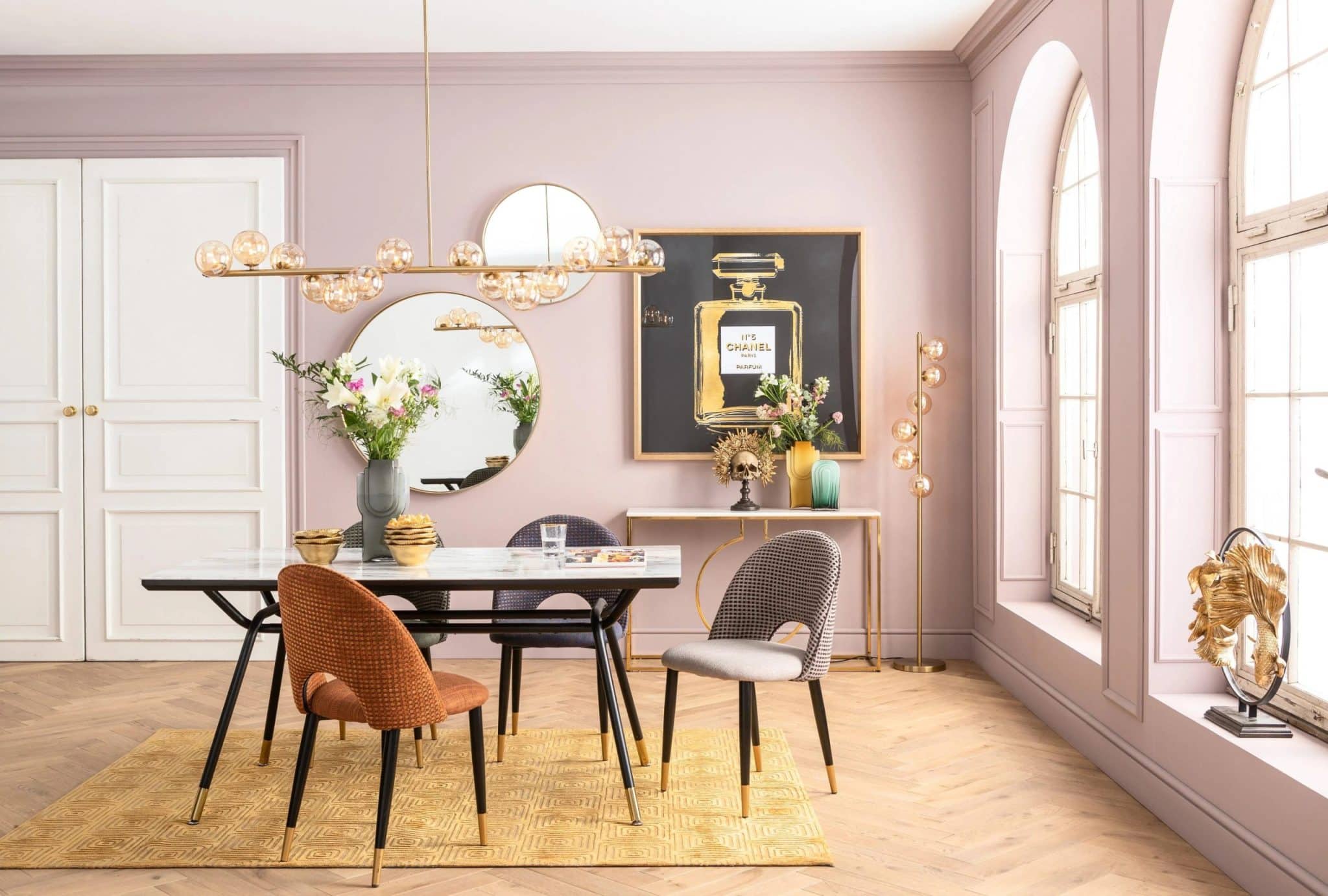 Use Mirrors to Expand Your Space mid century modern dining room