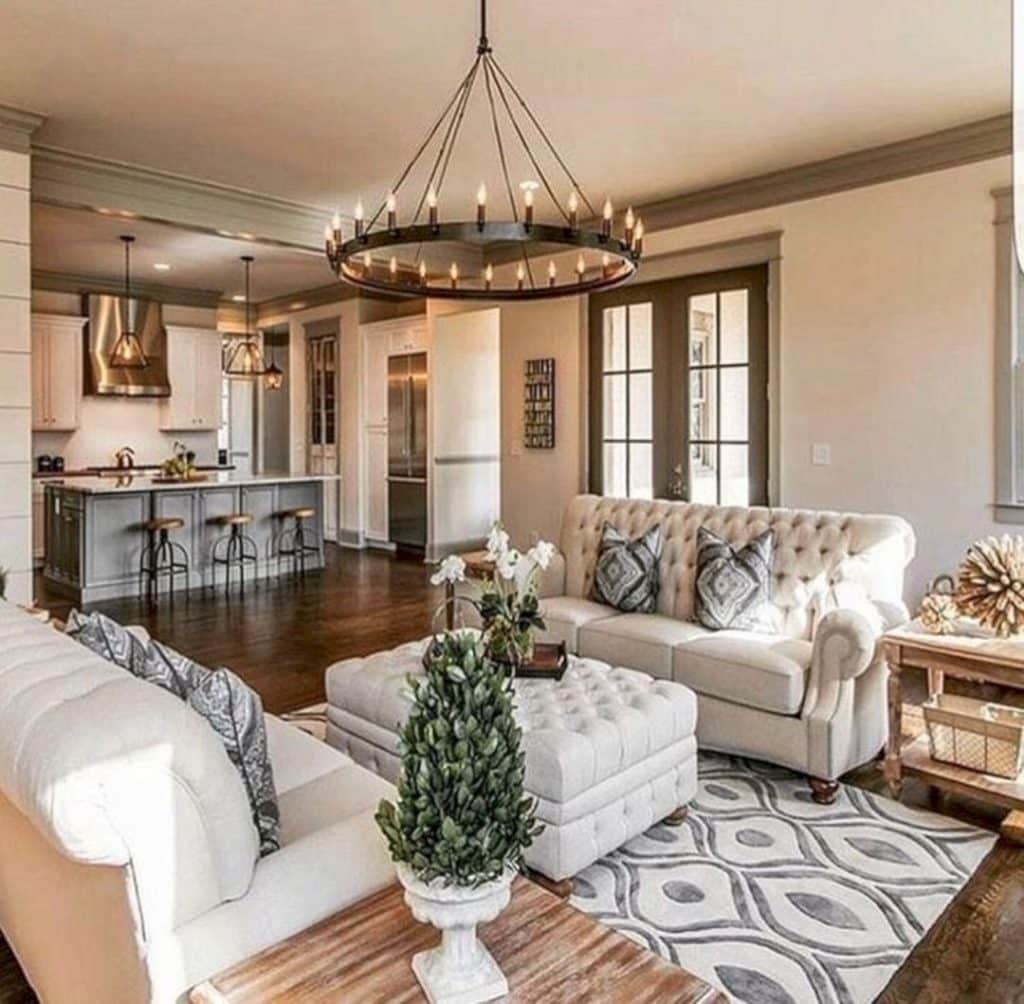 country living room with elite lighting 