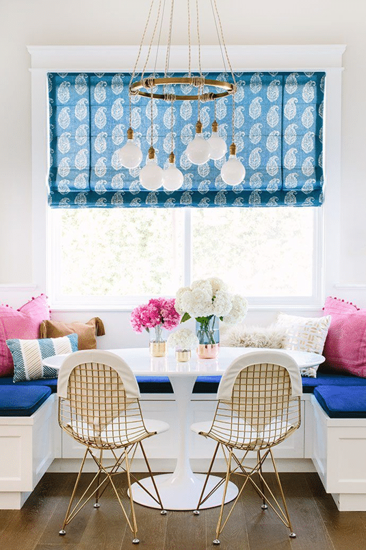 Blue and Pink Breakfast Nook by The Window