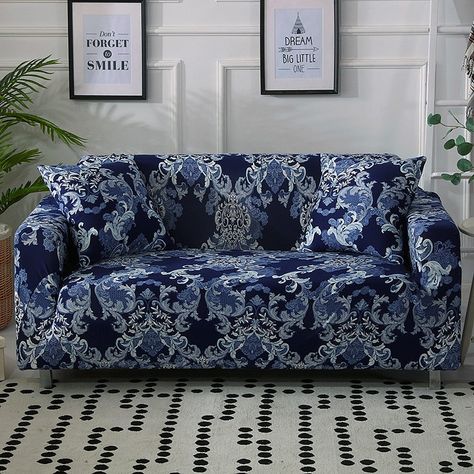 Indigo-coloured Floral Sofa