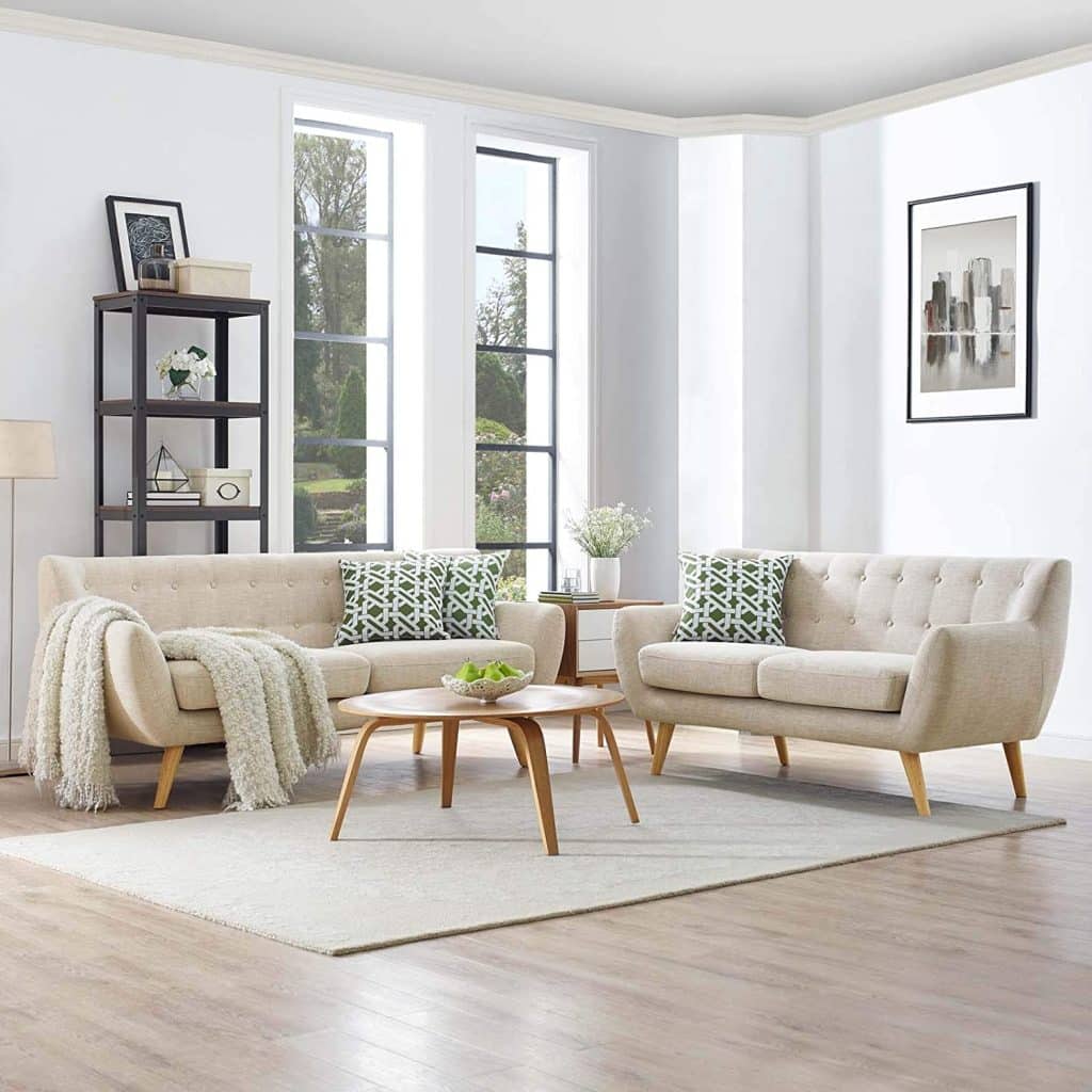 mid century modern sofa in beige 