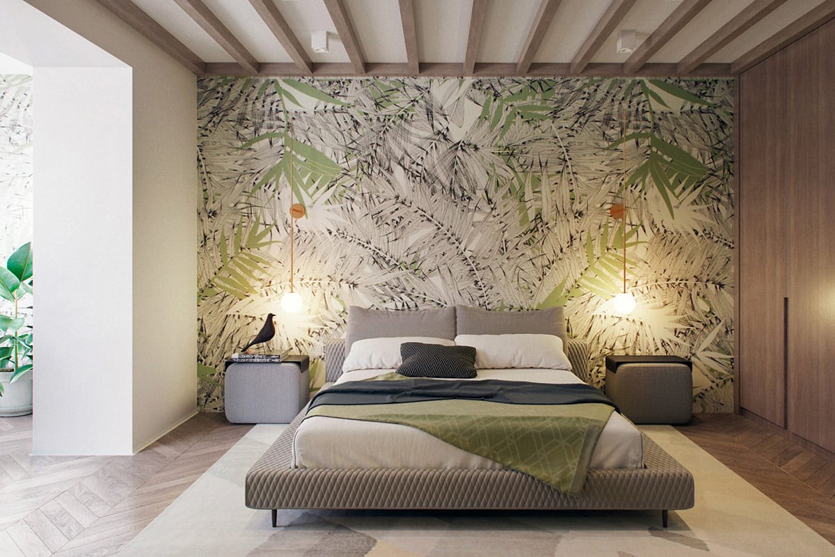 tropical accent bedroom