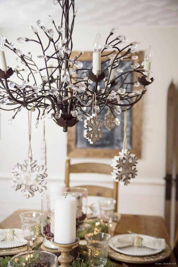 winter decorating ideas snowflake chandelier