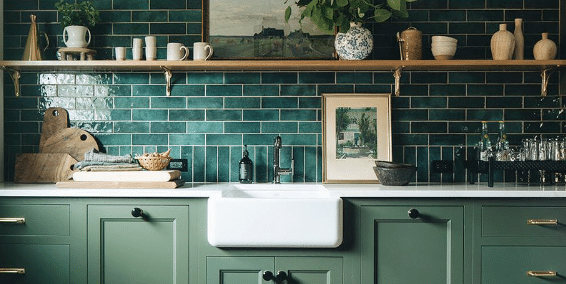 Best Refreshing Green Paint Colors for Green Kitchen Cabinets - A House ...