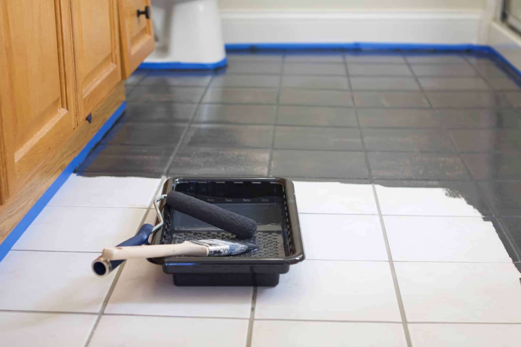 How I Painted Our Bathroom's Ceramic Tile Floors