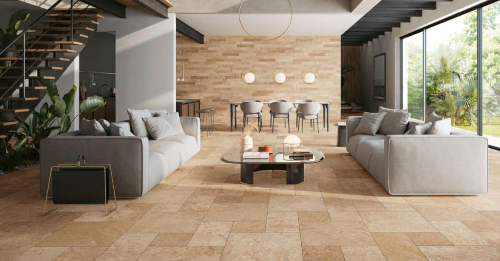 Travertine tiles - natural stone flooring with unique patterns and textures