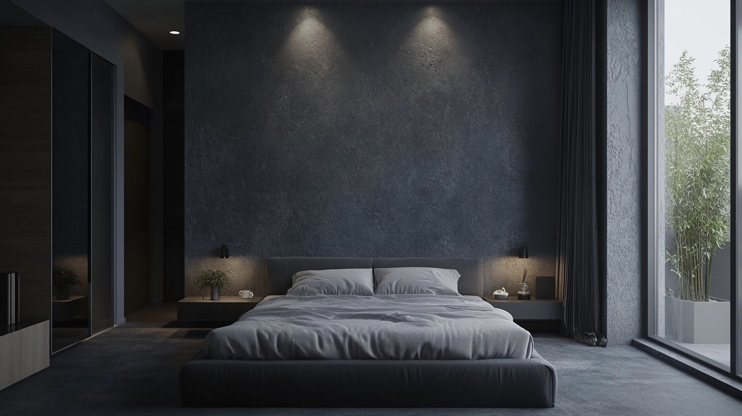 dark accent wall bedroom