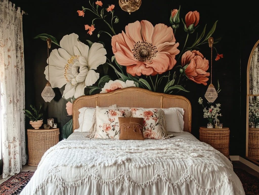 Black Floral or Botanical Mural