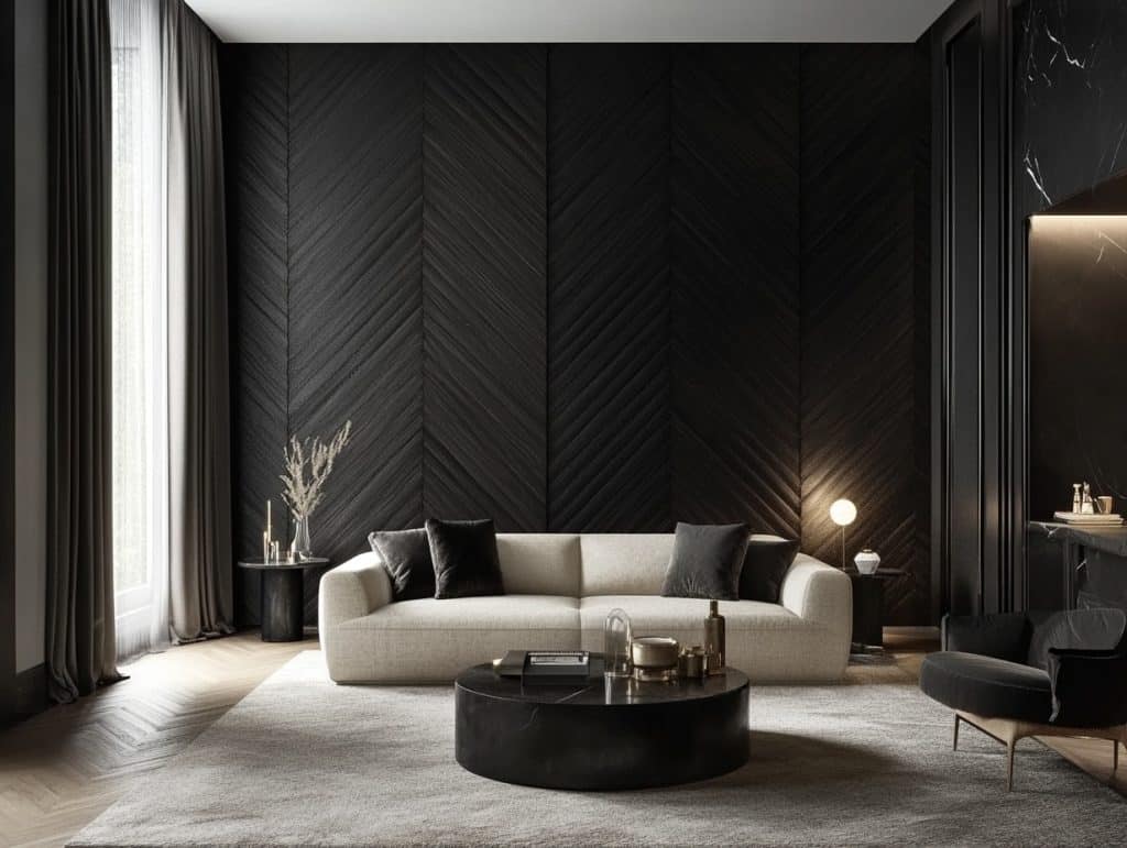 Black Herringbone Wood Paneling