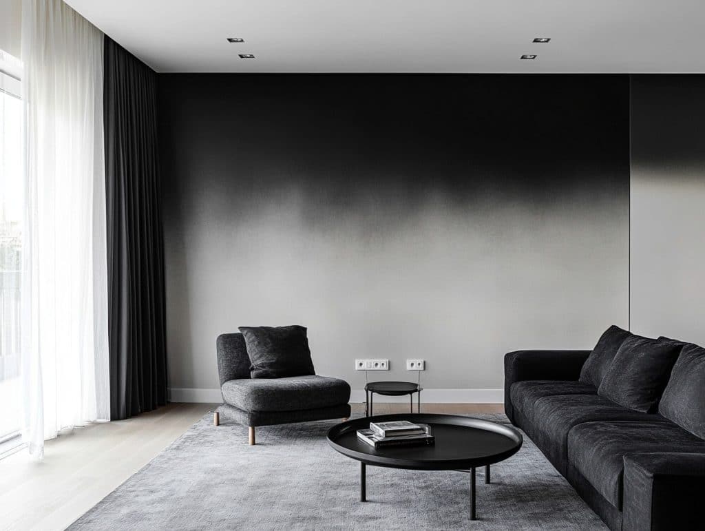 Black Ombre Wall Blending into a Lighter Shade