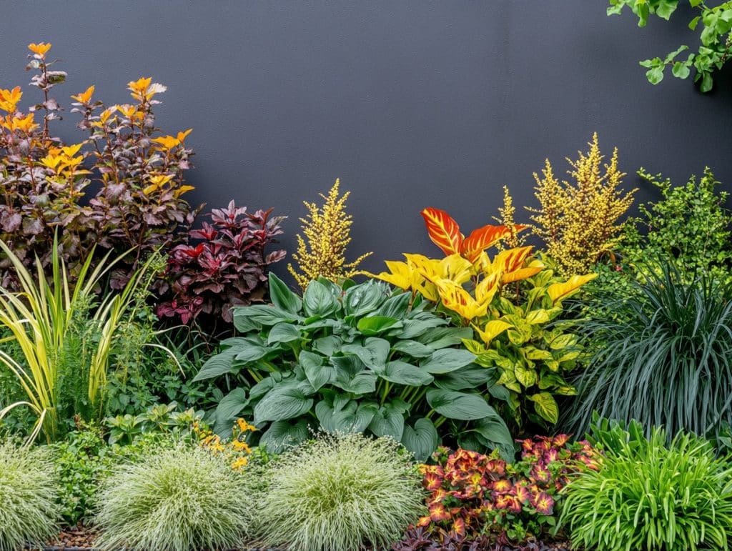 Black-Painted Garden Wall for Plant Contrast