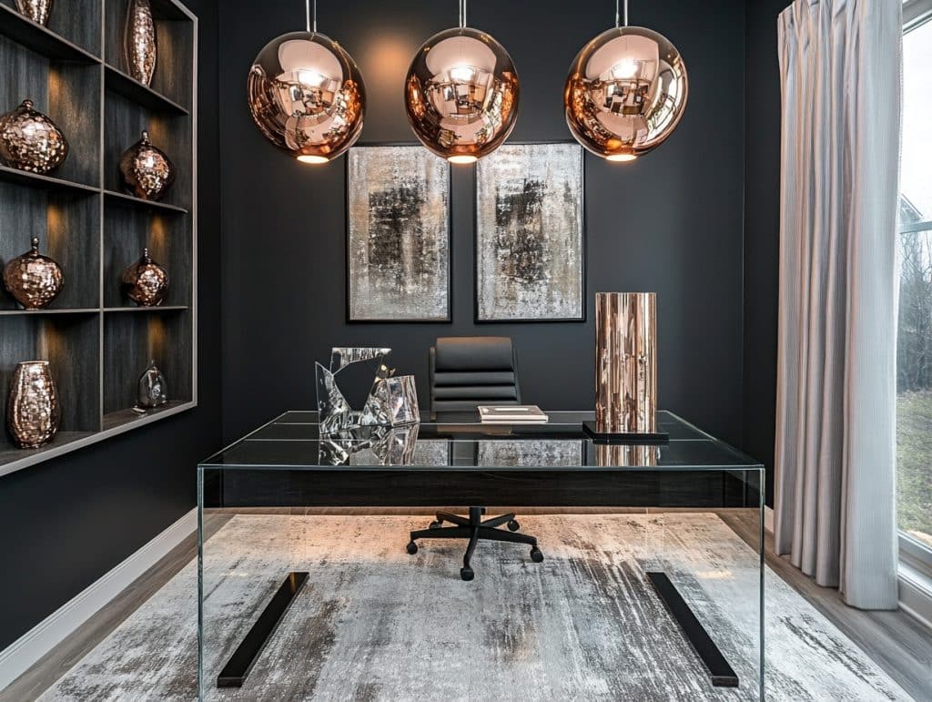 Black Paired with Glass and Metallic Decor