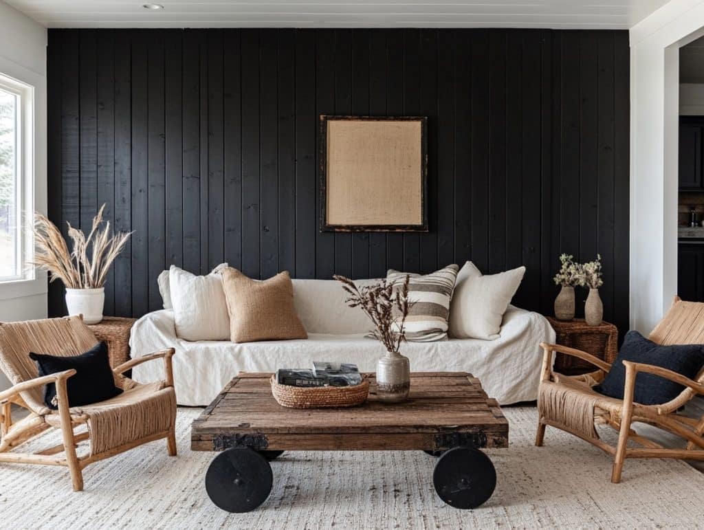 Black Shiplap Wall for a Rustic Touch