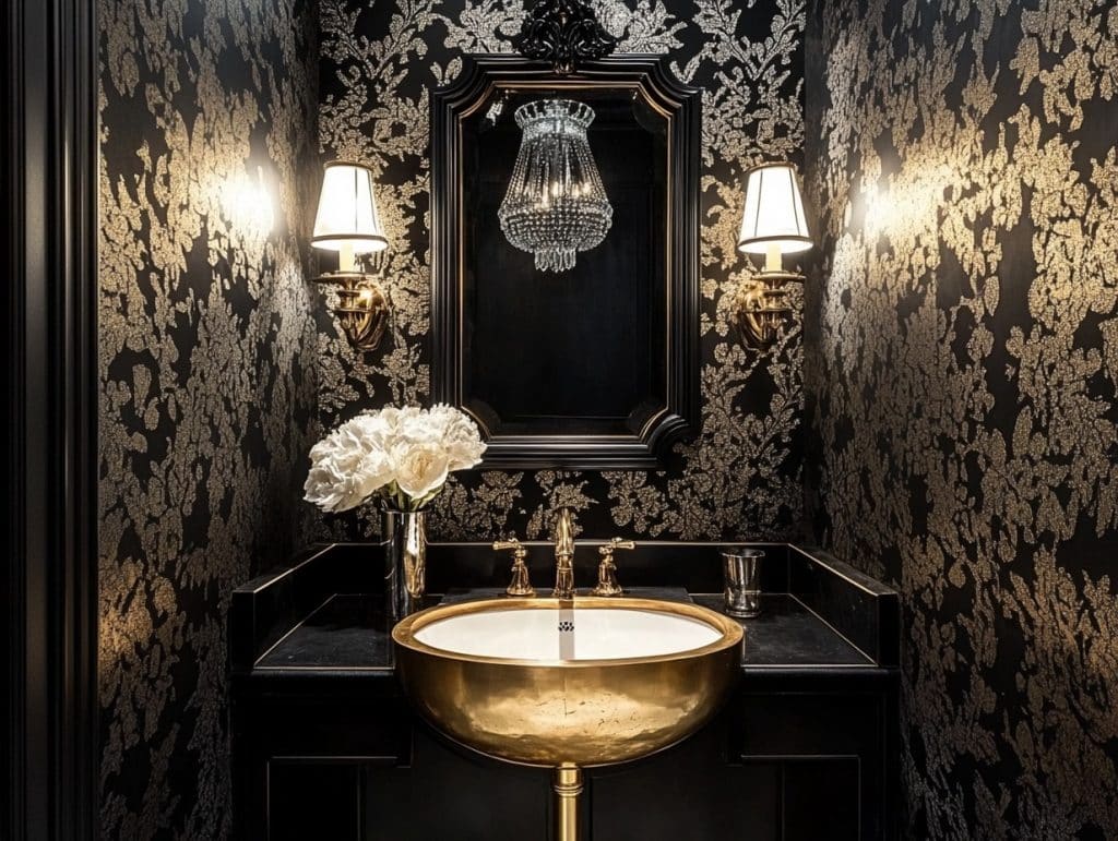 Black Wallpaper with Metallic Accents