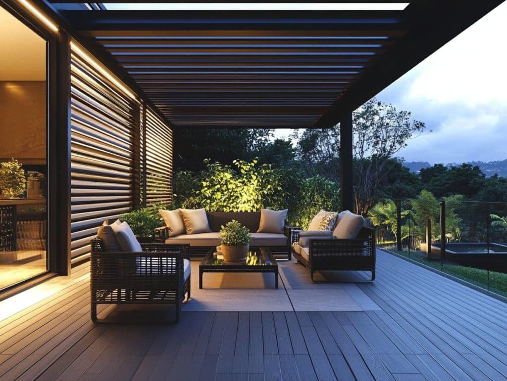 Black Wood Slats for a Sleek Patio Backdrop