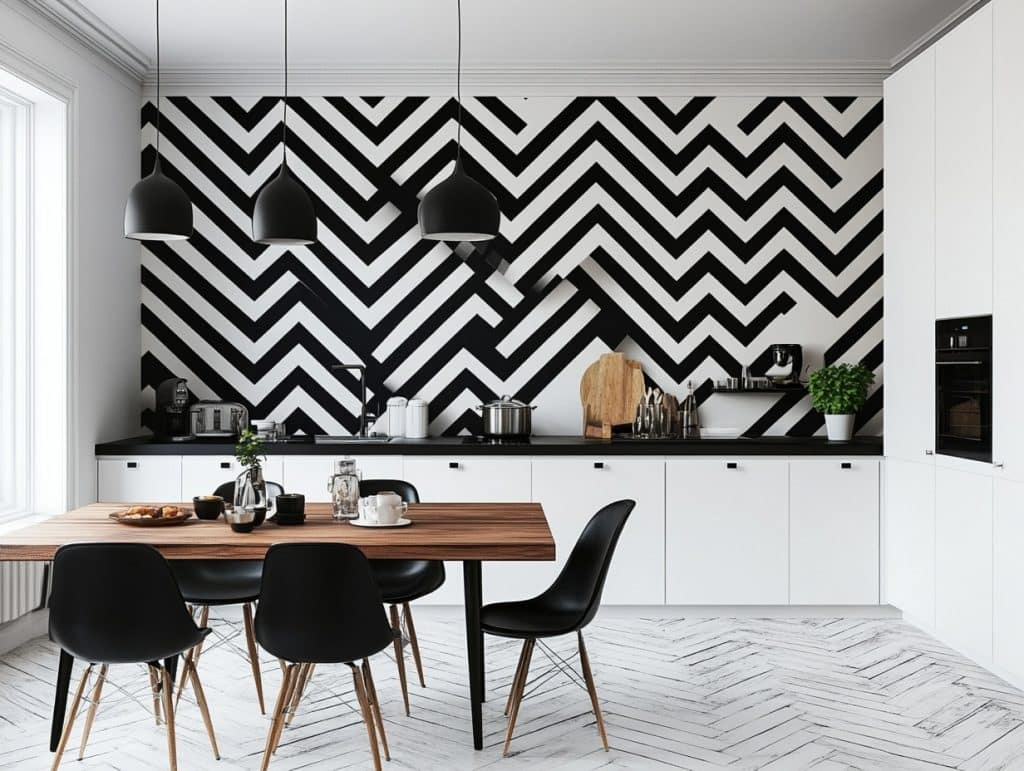 Black and White Chevron Design Wall