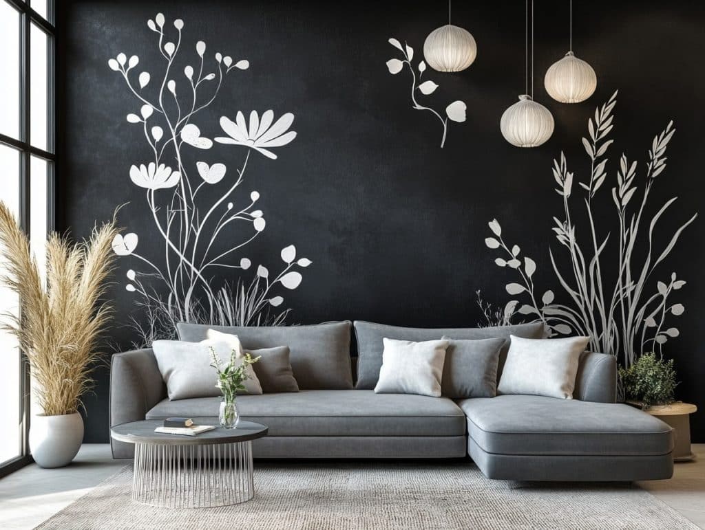 Black and White Mural-Style Painting