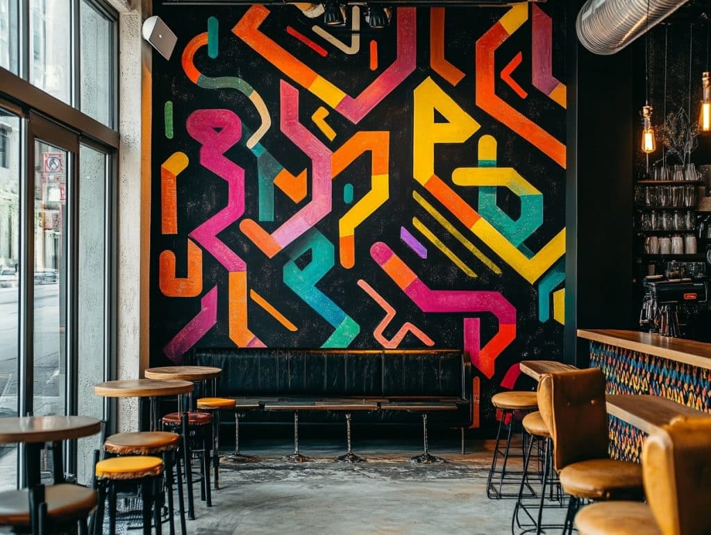 Black with Bold Abstract Painted Designs