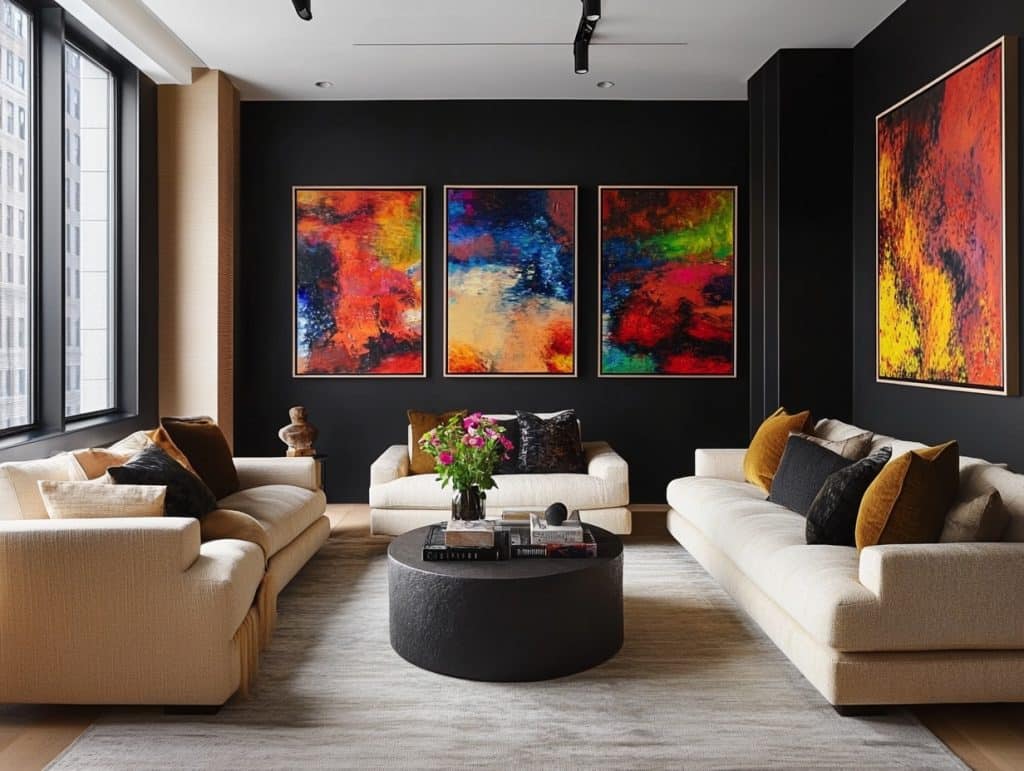 Black with Colorful Artwork for Contrast