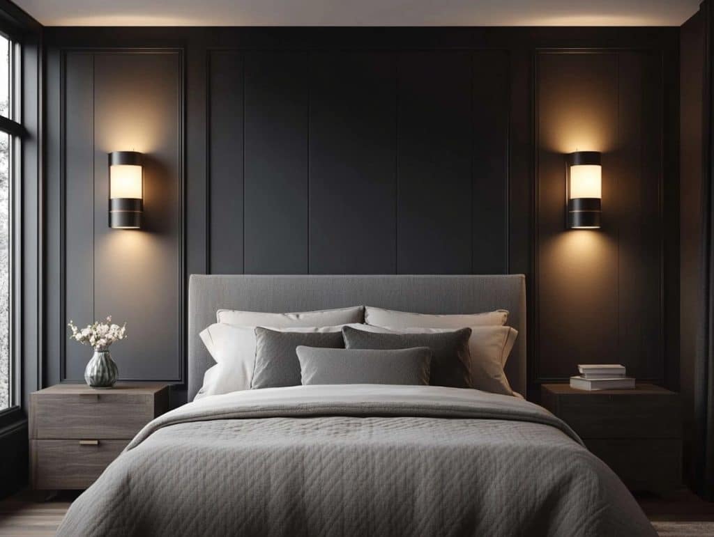 Black with Dimmable Wall Sconces